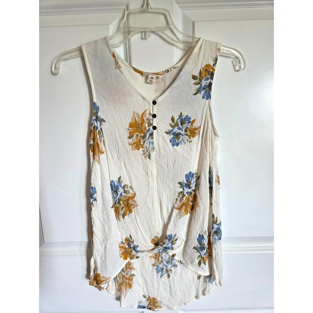 A.N.A Women's tank top size XS Cream/blue/yellow sleeveless summer/vacation top